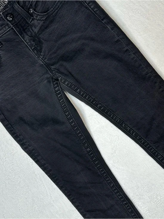 Miss Me Hailey Skinny Jeans 26 Black Fleur De Lis Embellished Y2K McBling Grunge - Picture 2 of 11